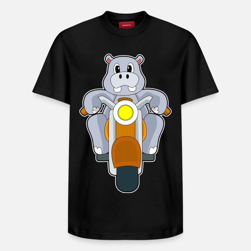 Moto Hippopotame - T-shirt unisexe décontracté en coton Supima – de SPREAD - noir