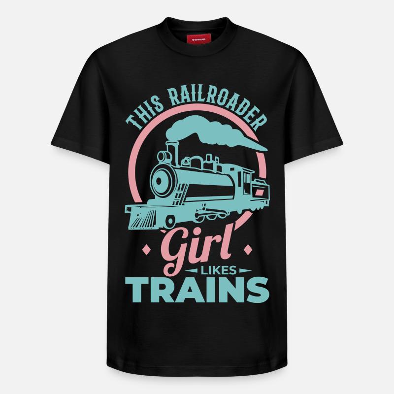 Eisenbahn Mädchen - Relaxed Unisex Supima Cotton T-Shirt – von SPREAD - Schwarz