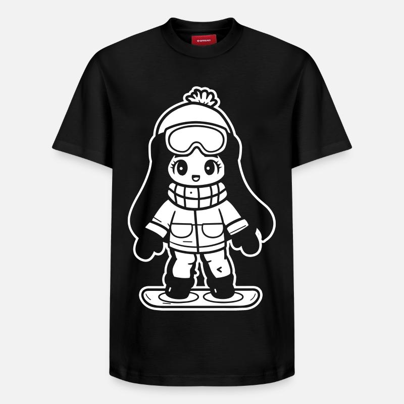 Snowboarder Filles - T-shirt unisexe décontracté en coton Supima – de SPREAD - noir