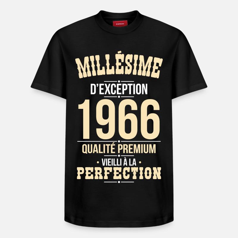 1966 – Millésime d’exception – Qualité premium - T-shirt unisexe décontracté en coton Supima – de SPREAD - noir