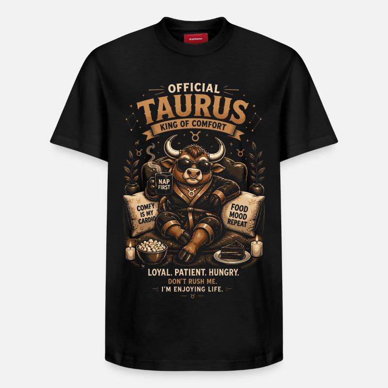 Taureau Roi du Confort - Zodiaque - T-shirt unisexe décontracté en coton Supima – de SPREAD - noir