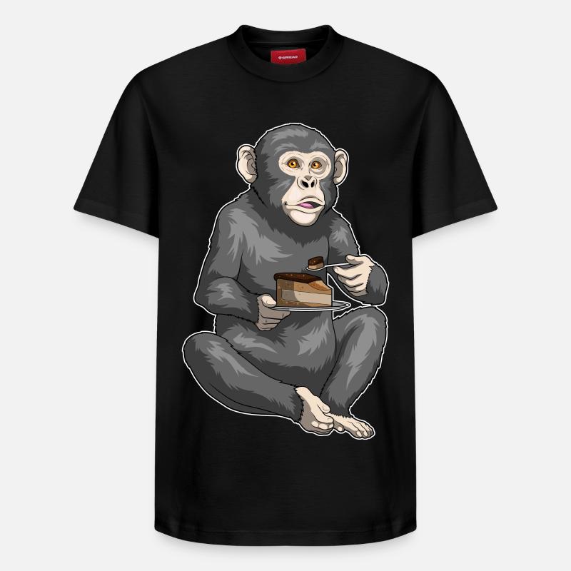 Monkey Birthday Cake - Relaxed Unisex Supima Cotton T-Shirt – by SPREAD - black