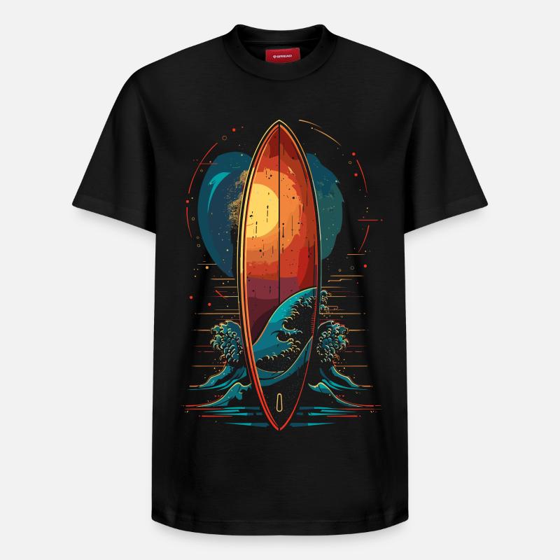 Planche de surf - T-shirt unisexe décontracté en coton Supima – de SPREAD - noir