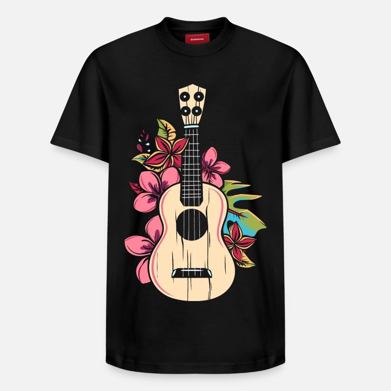 Ukulélé Dessin animé - T-shirt unisexe décontracté en coton Supima – de SPREAD - noir