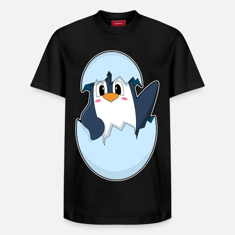 Pinguin Eierschale - Relaxed Unisex Supima Cotton T-Shirt – von SPREAD - Schwarz