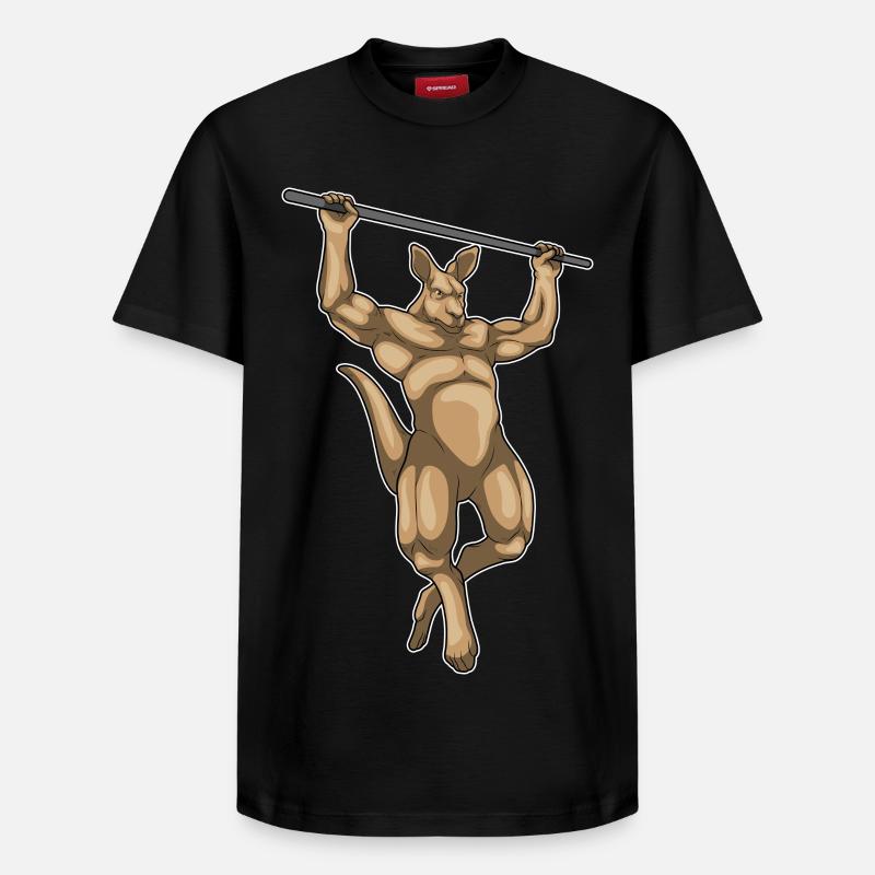 Kangaroo Bodybuilder Pull-Ups Bodybuilding - Relaxed Unisex Supima Cotton T-Shirt – by SPREAD - black