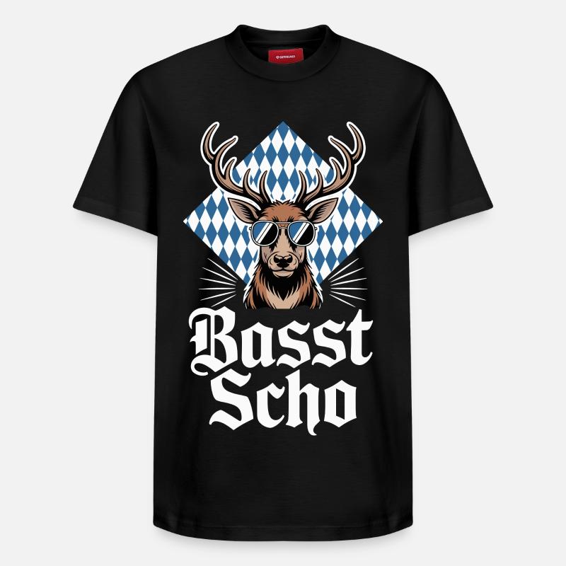 Elch Bayerischer Hirsch Sonnenbrille Basst Scho - Relaxed Unisex Supima Cotton T-Shirt – von SPREAD - Schwarz