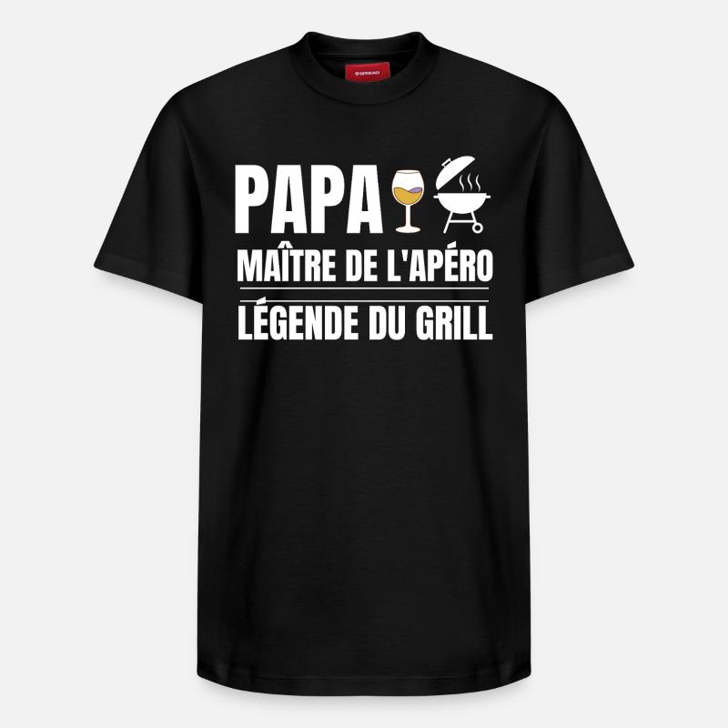 Papa Maître Apéro Gril Légende - T-shirt unisexe décontracté en coton Supima – de SPREAD - noir
