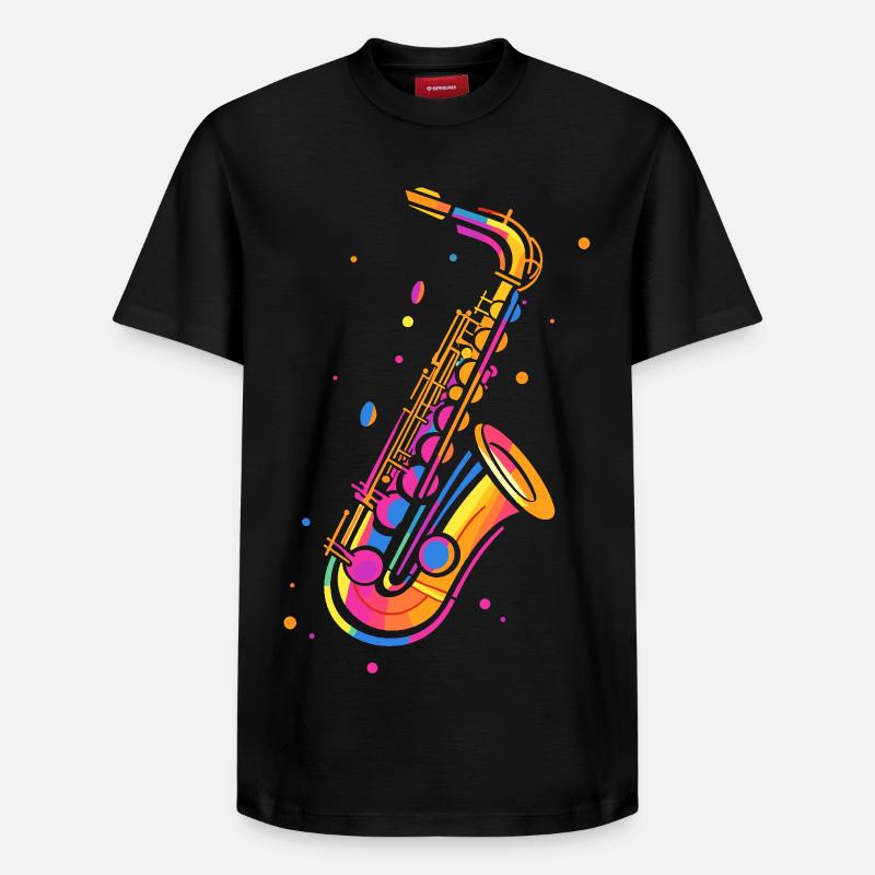 Saxophone rétro - T-shirt unisexe décontracté en coton Supima – de SPREAD - noir