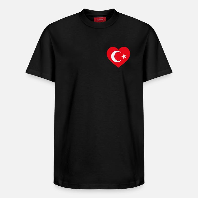 Cœur drapeau turc - T-shirt unisexe décontracté en coton Supima – de SPREAD - noir