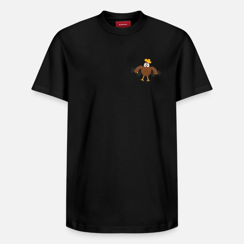 poulet drôle de gym - T-shirt unisexe décontracté en coton Supima – de SPREAD - noir