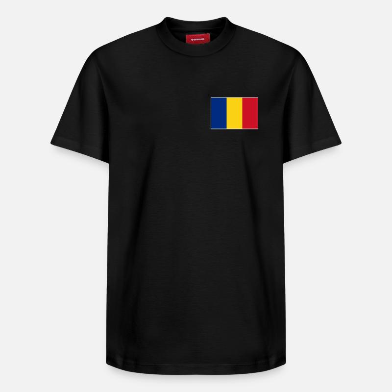 Drapeau Roumanie - T-shirt unisexe décontracté en coton Supima – de SPREAD - noir