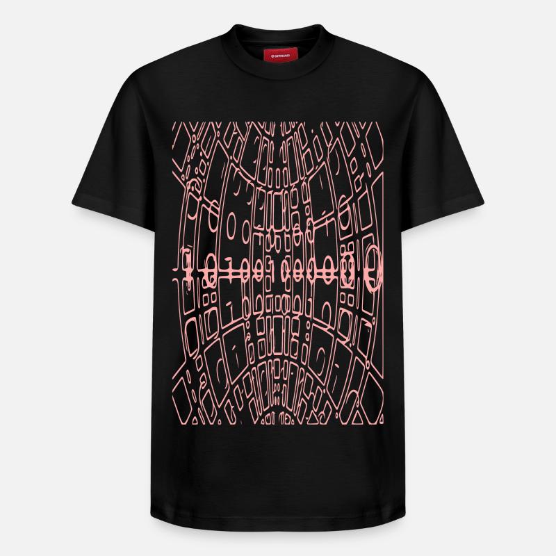 Binary Code Abstract (pink) - Relaxed Unisex Supima Cotton T-Shirt – by SPREAD - black