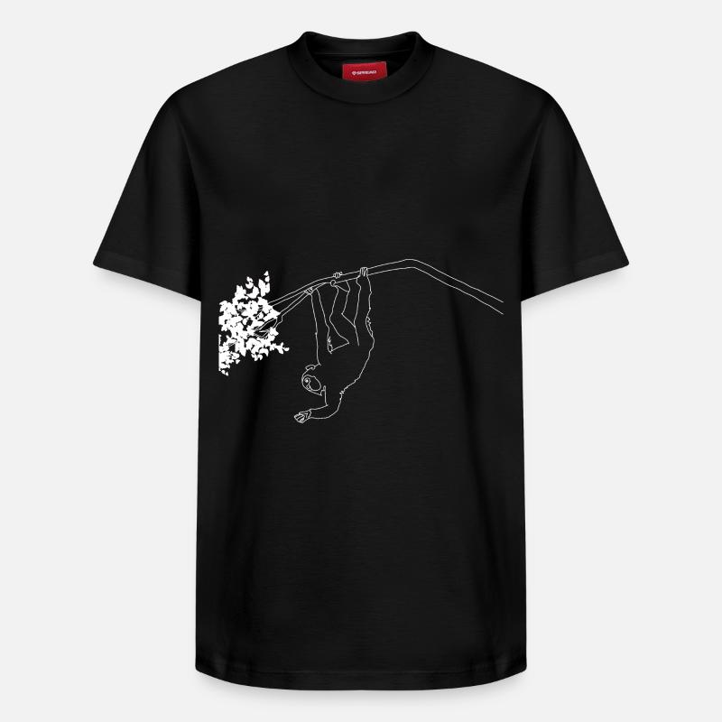 Singe lineart - T-shirt unisexe décontracté en coton Supima – de SPREAD - noir