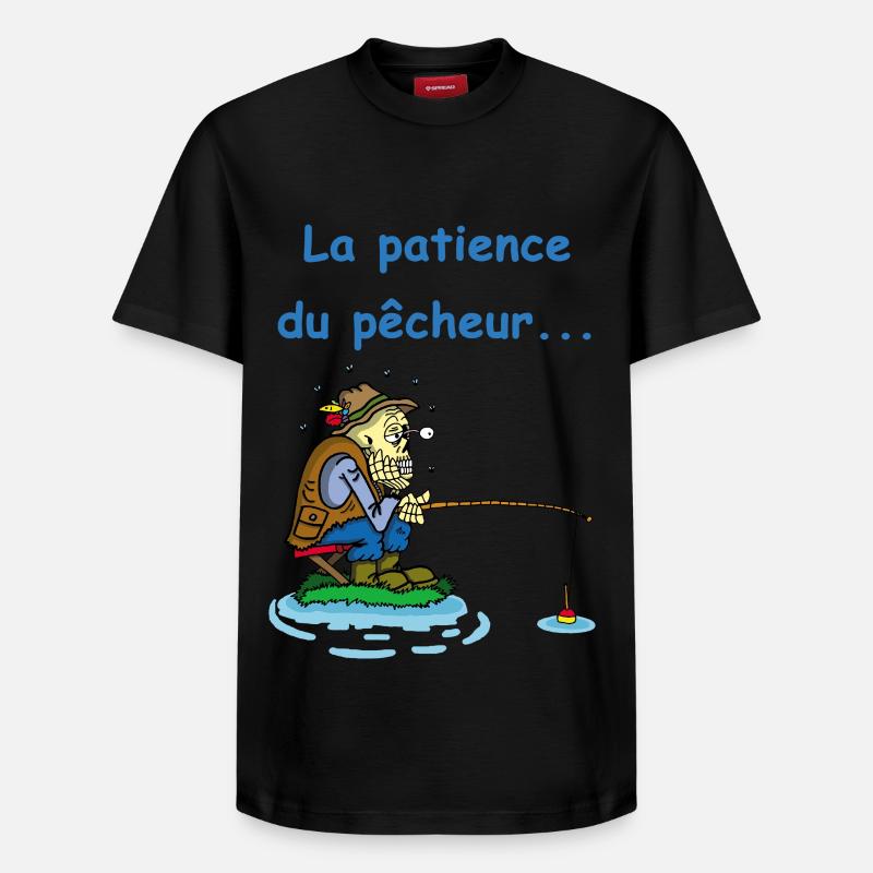 La patience du pêcheur - T-shirt unisexe décontracté en coton Supima – de SPREAD - noir