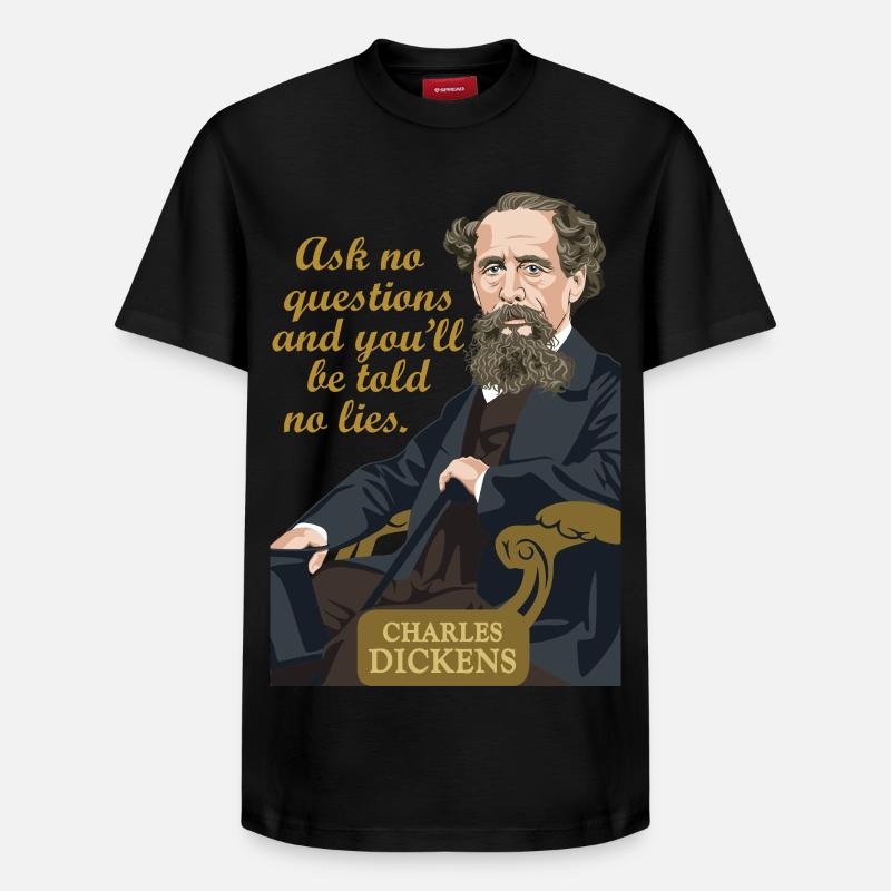 Charles Dickens - T-shirt unisexe décontracté en coton Supima – de SPREAD - noir