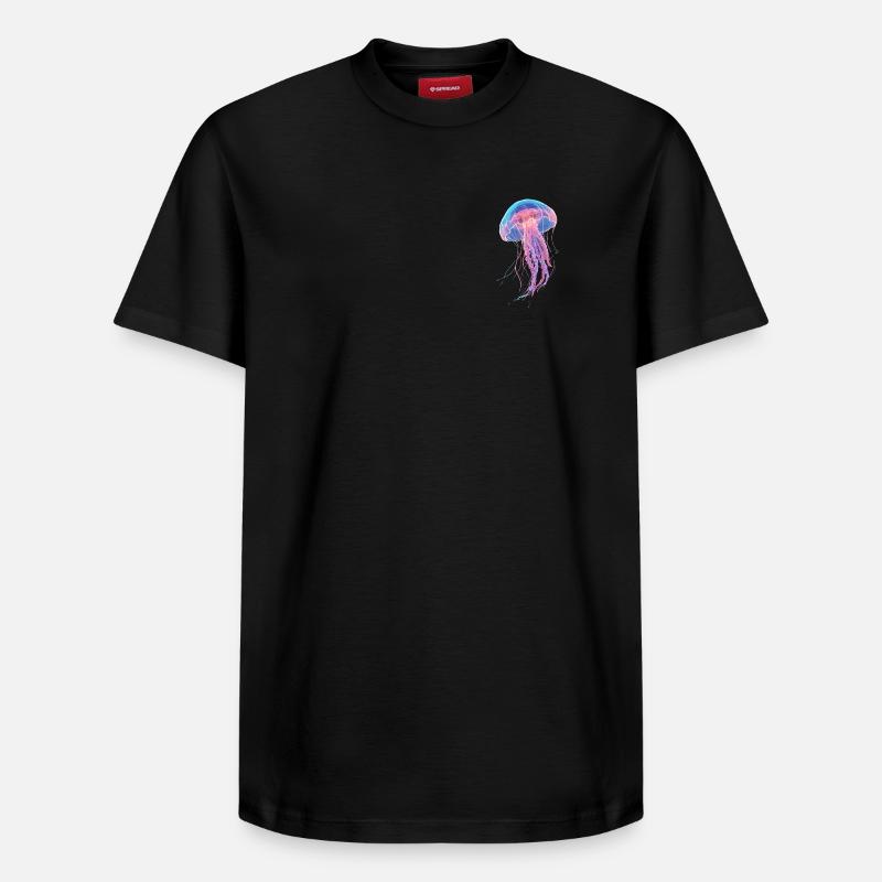 Méduse néon arc-en-ciel - T-shirt unisexe décontracté en coton Supima – de SPREAD - noir