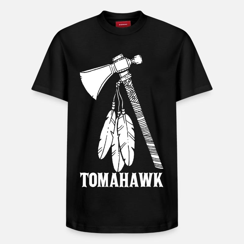 Weißer Tomahawk - Relaxed Unisex Supima Cotton T-Shirt – von SPREAD - Schwarz