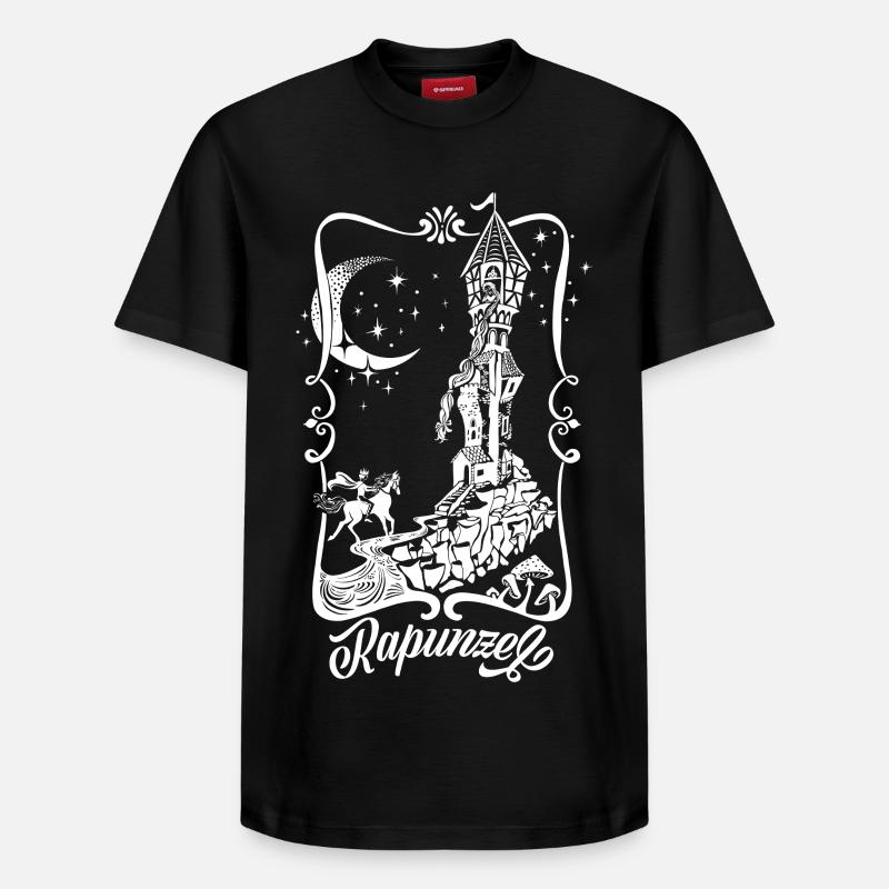 Tour Raiponce Silhouette Princesse - T-shirt unisexe décontracté en coton Supima – de SPREAD - noir