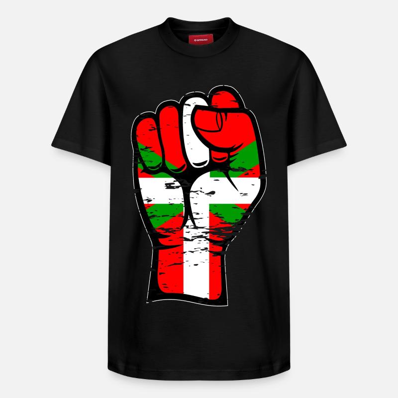 Poing de drapeau basque utilisé - T-shirt unisexe décontracté en coton Supima – de SPREAD - noir