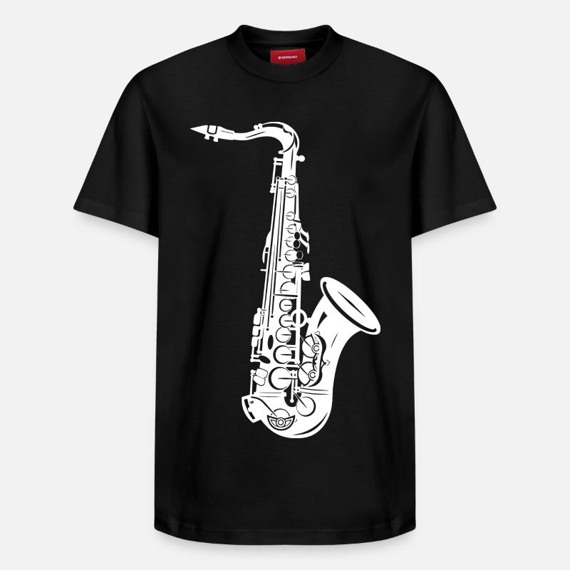 Croquis de saxophone - T-shirt unisexe décontracté en coton Supima – de SPREAD - noir
