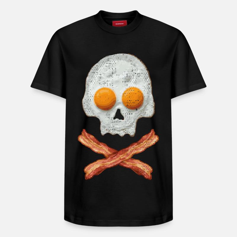 Spiegelei Schädel mit Baconkreuz - Relaxed Unisex Supima Cotton T-Shirt – von SPREAD - Schwarz