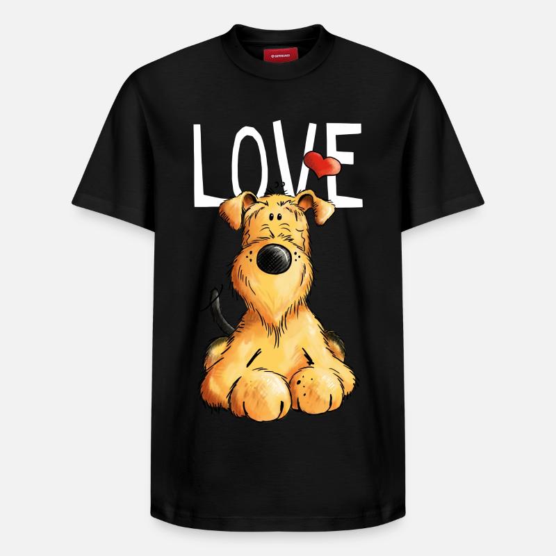 Drôle Airedale Terrier - Chien - Cadeau - T-shirt unisexe décontracté en coton Supima – de SPREAD - noir