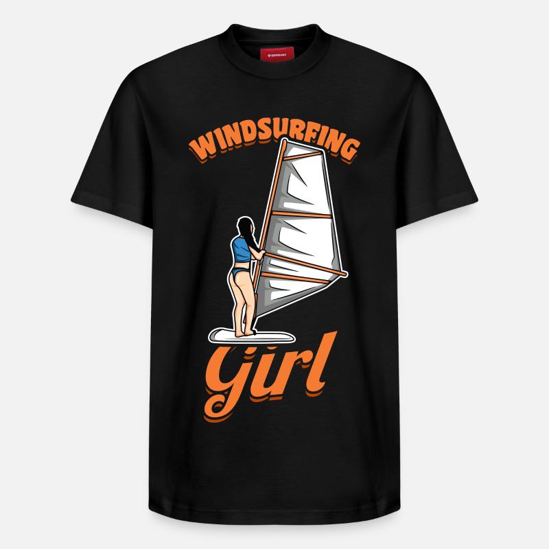 Mädchen Windsurferin - Relaxed Unisex Supima Cotton T-Shirt – von SPREAD - Schwarz