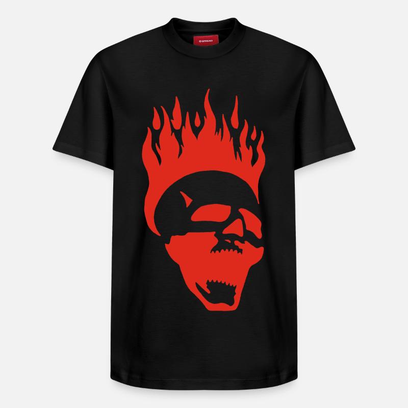 Flaming screaming skull (red) - Relaxed Unisex Supima Cotton T-Shirt – by SPREAD - black
