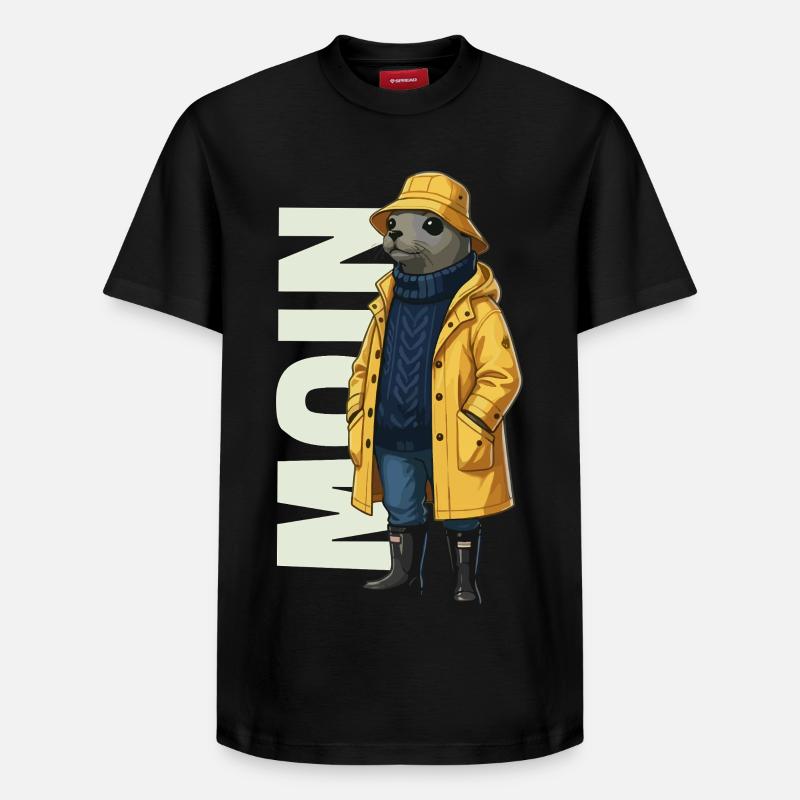 Seal Moin – Conception d’imperméable - T-shirt unisexe décontracté en coton Supima – de SPREAD - noir