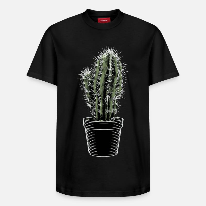Cactus dans un pot noir - T-shirt unisexe décontracté en coton Supima – de SPREAD - noir