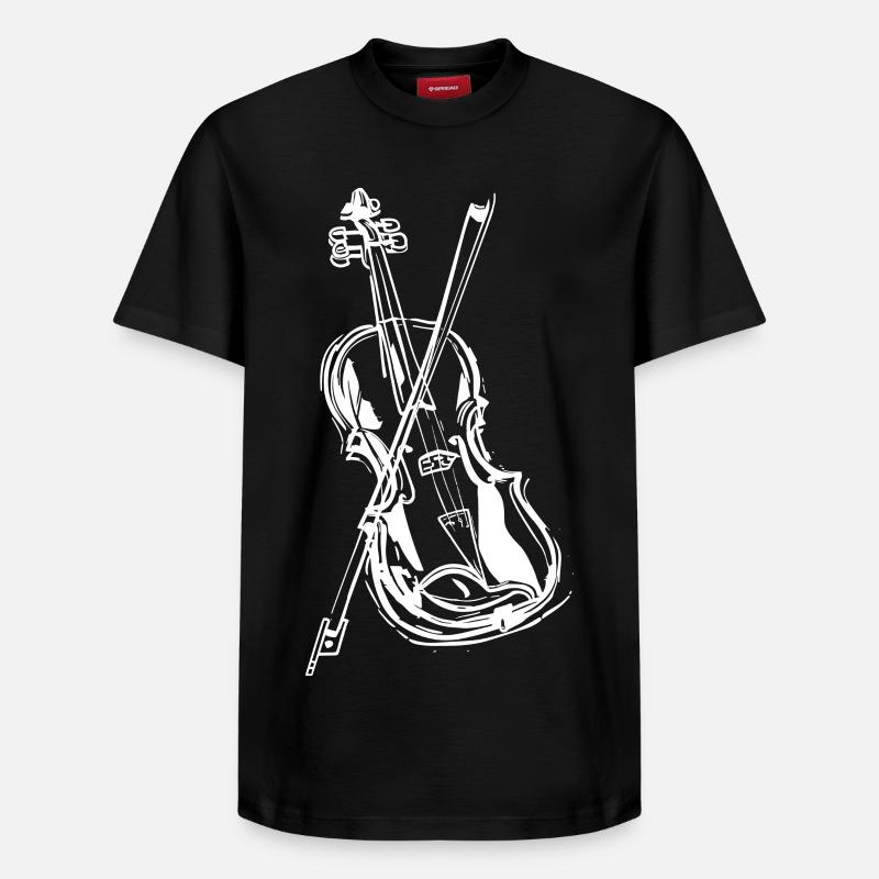 Dessin de violon - T-shirt unisexe décontracté en coton Supima – de SPREAD - noir