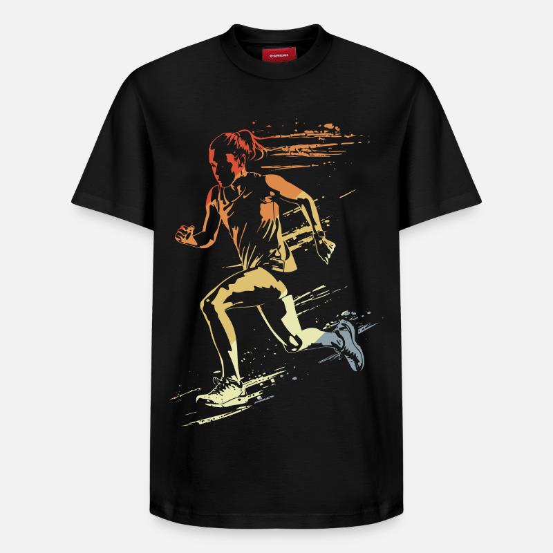 Läuferin Retro-Stil - Relaxed Unisex Supima Cotton T-Shirt – von SPREAD - Schwarz