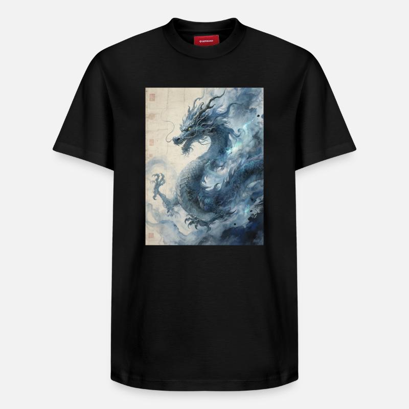 La Nuit Constellée : Dragon Bleu – Éther - T-shirt unisexe décontracté en coton Supima – de SPREAD - noir