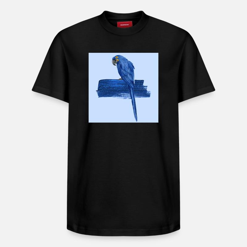 Blauer Papagei - Relaxed Unisex Supima Cotton T-Shirt – von SPREAD - Schwarz