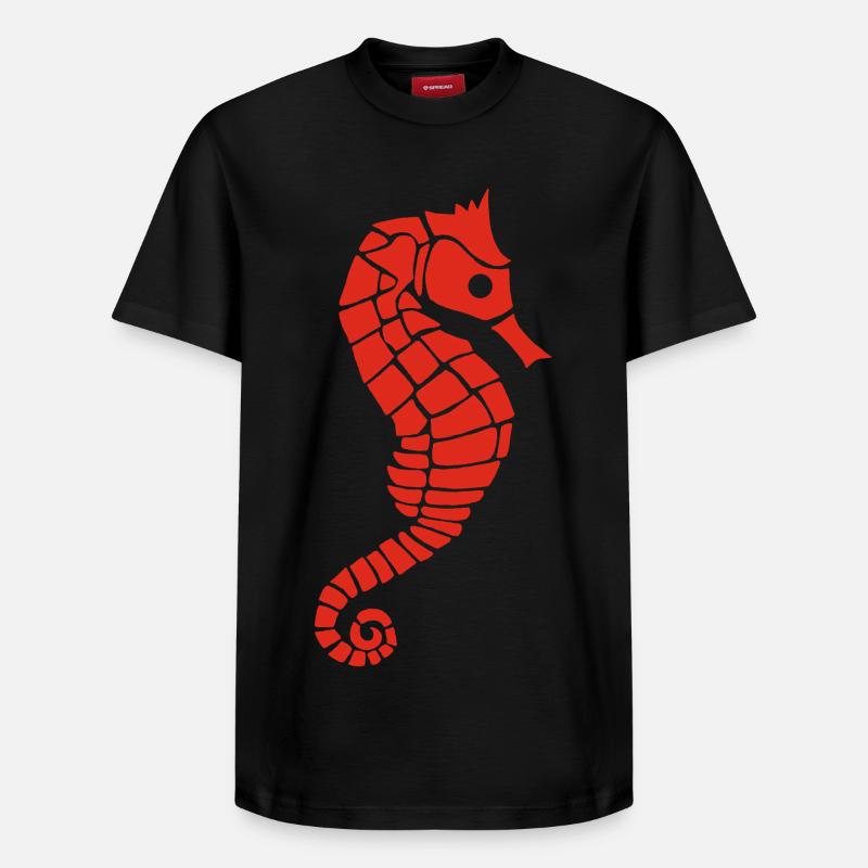Hippocampe rouge - T-shirt unisexe décontracté en coton Supima – de SPREAD - noir