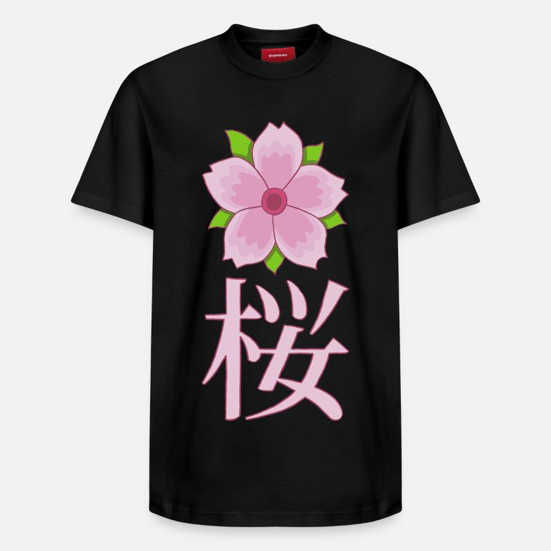 Fleur de cerisier manga - T-shirt unisexe décontracté en coton Supima – de SPREAD - noir