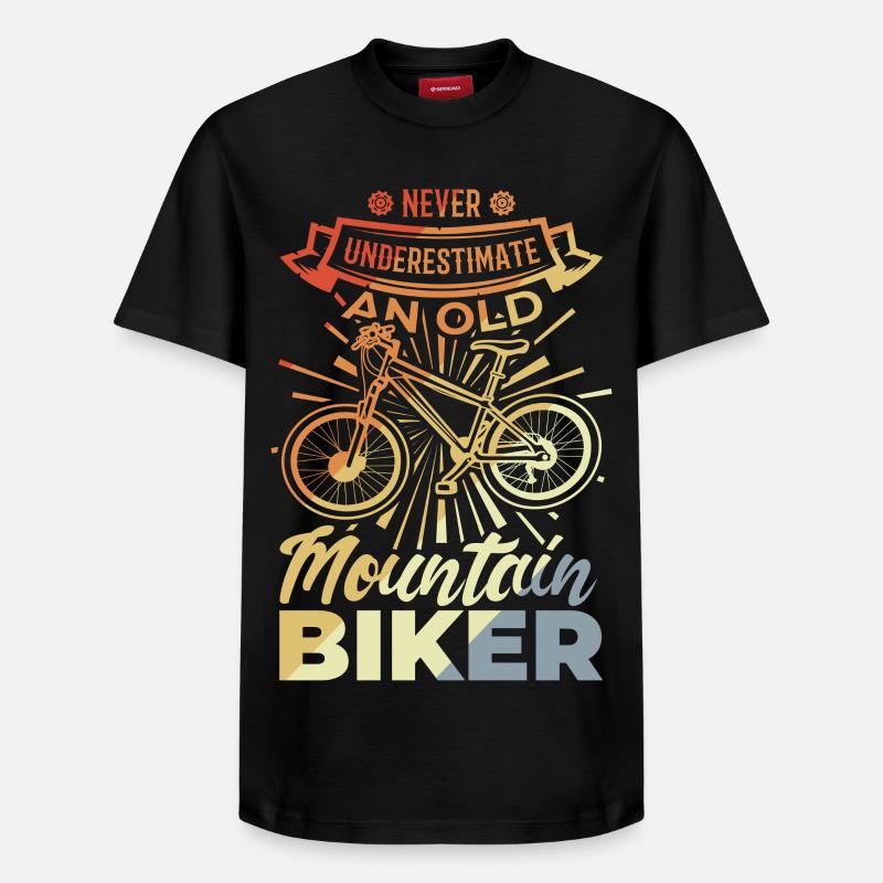 Never Underestimate A Old Mountain Biker - Relaxed Unisex Supima Cotton T-Shirt – von SPREAD - Schwarz