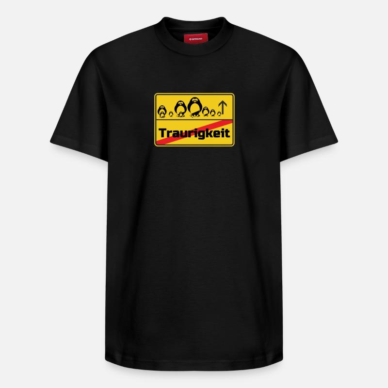 Ortsschild Pinguine Geschenk - Relaxed Unisex Supima Cotton T-Shirt – von SPREAD - Schwarz