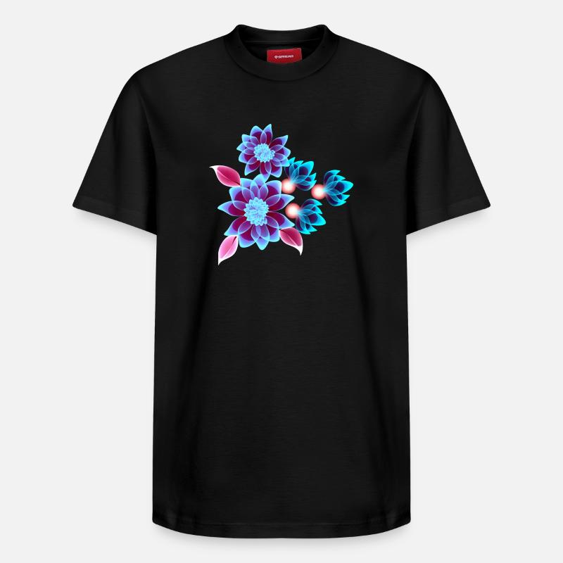 Hypnotic flowers - Fleurs néons - T-shirt unisexe décontracté en coton Supima – de SPREAD - noir