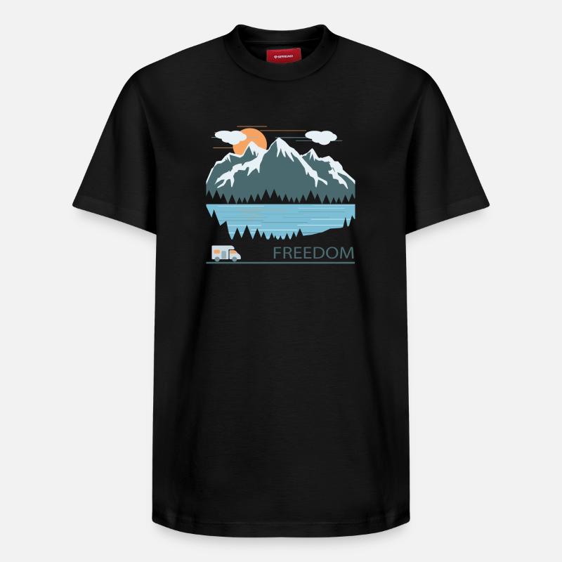 Camping - T-shirt unisexe décontracté en coton Supima – de SPREAD - noir