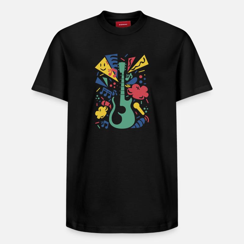 Symphonie de guitare colorée - T-shirt unisexe décontracté en coton Supima – de SPREAD - noir