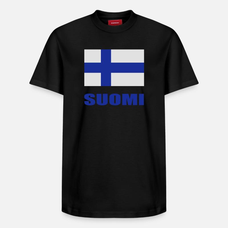 Drapeau finlandais - T-shirt unisexe décontracté en coton Supima – de SPREAD - noir