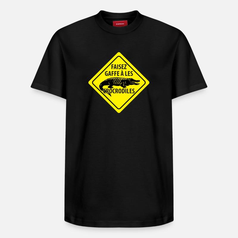 Signe Avertissement Crocodiles - T-shirt unisexe décontracté en coton Supima – de SPREAD - noir