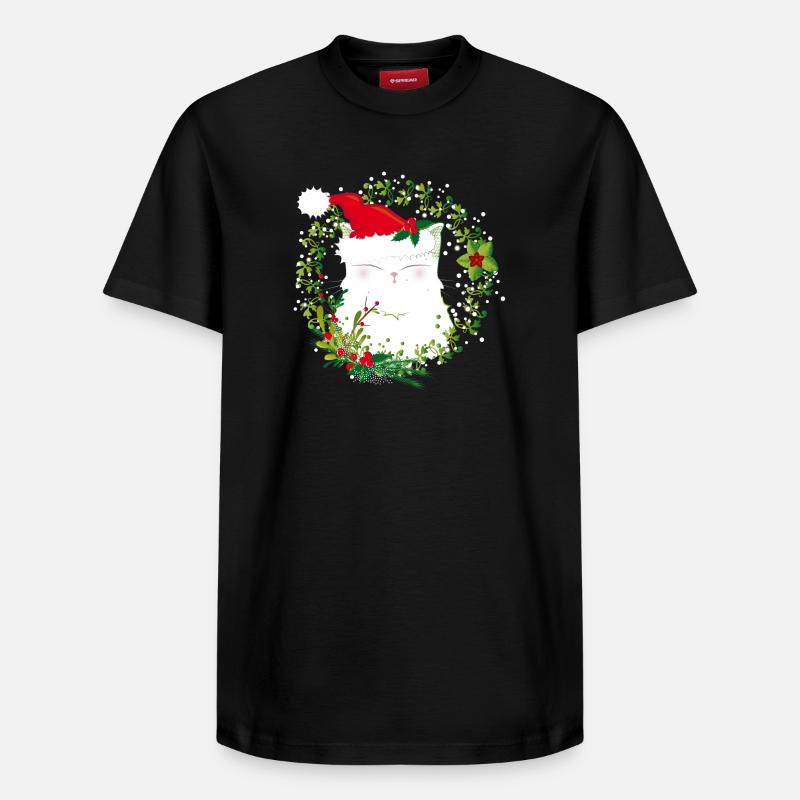 Chat de noel - T-shirt unisexe décontracté en coton Supima – de SPREAD - noir