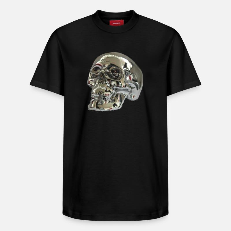 Silber Skull - Relaxed Unisex Supima Cotton T-Shirt – von SPREAD - Schwarz