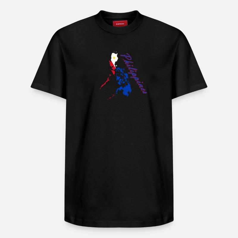 Philippinen Flaggenkarte Script - Relaxed Unisex Supima Cotton T-Shirt – von SPREAD - Schwarz