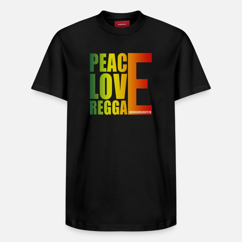 Peace Love Reggae Gradient - Relaxed Unisex Supima Cotton T-Shirt – von SPREAD - Schwarz