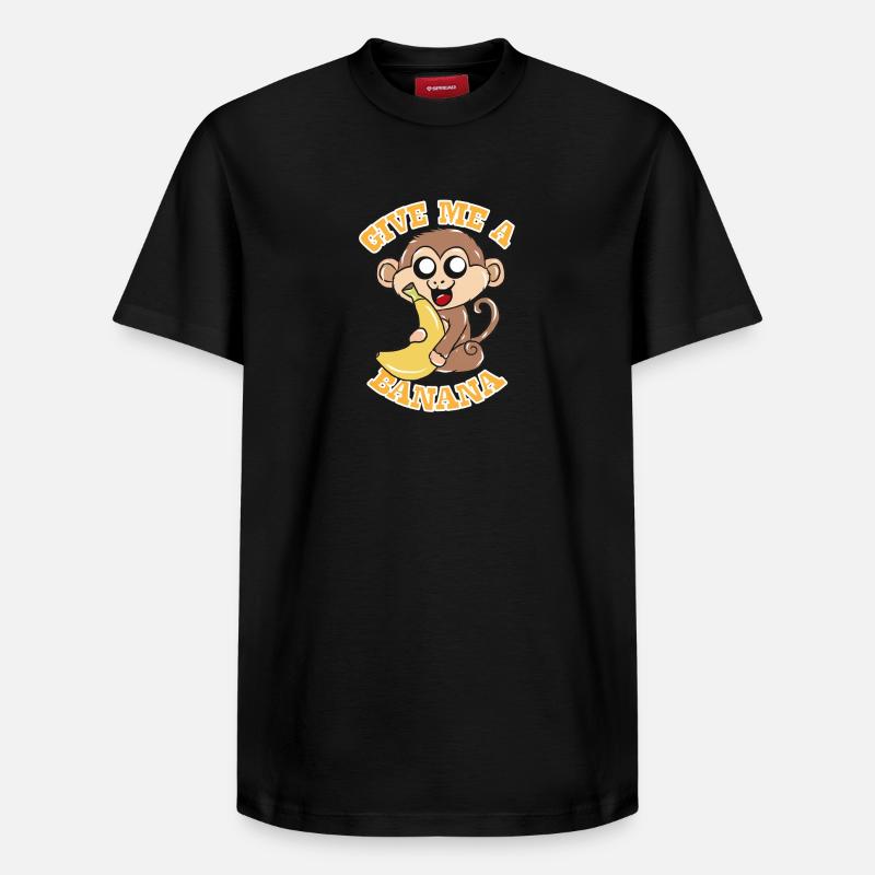 Singe banane - T-shirt unisexe décontracté en coton Supima – de SPREAD - noir