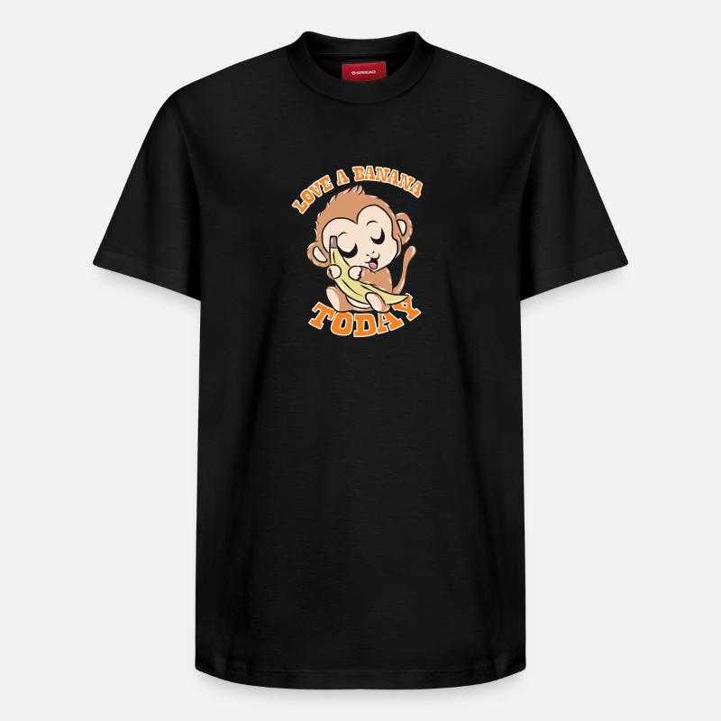 Singe banane - T-shirt unisexe décontracté en coton Supima – de SPREAD - noir